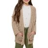 imageImily Bela Girls Cardigan Open Front Popcorn Knit Long Sleeve Sweaters Coat with PocketsKhaki