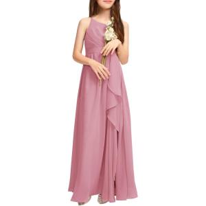 imageImily Bela Girls Chiffon Dresses Formal Sleeveless Junior Bridesmaid Wedding Party Maxi DressDark Pink