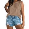 imageImily Bela Womens Plus Size Tank Tops Sleeveless Crew Neck Summer Casual Basic Tees ShirtsKhaki
