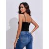imageImily Bela Womens Sleeveless Denim Vest Crop Tank Tops Spaghetti Straps Slim Fit Summer Cami TopBlack