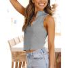 imageImily Bela Womens Summer Zipper Knit Crop Tops Going Out Sweater Tank Fashion Sexy Y2k Sleeveless ShirtsGrey