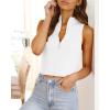 imageImily Bela Womens Summer Zipper Knit Crop Tops Going Out Sweater Tank Fashion Sexy Y2k Sleeveless ShirtsWhite