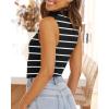 imageImily Bela Womens Summer Zipper Knit Crop Tops Going Out Sweater Tank Fashion Sexy Y2k Sleeveless ShirtsZ Black and White