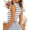 imageImily Bela Womens Summer Zipper Knit Crop Tops Going Out Sweater Tank Fashion Sexy Y2k Sleeveless ShirtsZ White and Black