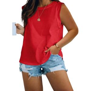 imageImily Bela Womens Plus Size Tank Tops Sleeveless Crew Neck Summer Casual Basic Tees ShirtsWine Red