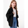 imageImily Bela Girls Cardigans Kids Casual Batwing Sleeve Open Front Knitted SweaterBlack