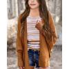 imageImily Bela Girls Cardigans Kids Casual Batwing Sleeve Open Front Knitted SweaterBrown