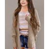 imageImily Bela Girls Cardigans Kids Casual Batwing Sleeve Open Front Knitted SweaterKhaki