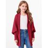 imageImily Bela Girls Cardigans Kids Casual Batwing Sleeve Open Front Knitted SweaterRed