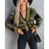 imageImily Bela Womens Cardigan Sweaters Plaid Fuzzy Knit V Neck Button Down Long Sleeve Cozy Cardigans Pullover TopsArmy Green