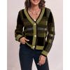 imageImily Bela Womens Cardigan Sweaters Plaid Fuzzy Knit V Neck Button Down Long Sleeve Cozy Cardigans Pullover TopsArmy Green