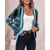 imageImily Bela Womens Cardigan Sweaters Plaid Fuzzy Knit V Neck Button Down Long Sleeve Cozy Cardigans Pullover TopsBlue