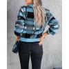 imageImily Bela Womens Cardigan Sweaters Plaid Fuzzy Knit V Neck Button Down Long Sleeve Cozy Cardigans Pullover TopsBlue