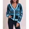 imageImily Bela Womens Cardigan Sweaters Plaid Fuzzy Knit V Neck Button Down Long Sleeve Cozy Cardigans Pullover TopsBlue