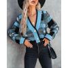 imageImily Bela Womens Cardigan Sweaters Plaid Fuzzy Knit V Neck Button Down Long Sleeve Cozy Cardigans Pullover TopsBlue