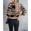 imageImily Bela Womens Cardigan Sweaters Plaid Fuzzy Knit V Neck Button Down Long Sleeve Cozy Cardigans Pullover TopsBrown