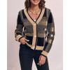 imageImily Bela Womens Cardigan Sweaters Plaid Fuzzy Knit V Neck Button Down Long Sleeve Cozy Cardigans Pullover TopsBrown