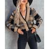 imageImily Bela Womens Cardigan Sweaters Plaid Fuzzy Knit V Neck Button Down Long Sleeve Cozy Cardigans Pullover TopsBrown