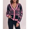 imageImily Bela Womens Cardigan Sweaters Plaid Fuzzy Knit V Neck Button Down Long Sleeve Cozy Cardigans Pullover TopsDark Pink
