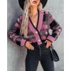 imageImily Bela Womens Cardigan Sweaters Plaid Fuzzy Knit V Neck Button Down Long Sleeve Cozy Cardigans Pullover TopsDark Pink