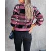 imageImily Bela Womens Cardigan Sweaters Plaid Fuzzy Knit V Neck Button Down Long Sleeve Cozy Cardigans Pullover TopsDark Pink