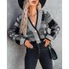 imageImily Bela Womens Cardigan Sweaters Plaid Fuzzy Knit V Neck Button Down Long Sleeve Cozy Cardigans Pullover TopsGrey