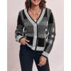 imageImily Bela Womens Cardigan Sweaters Plaid Fuzzy Knit V Neck Button Down Long Sleeve Cozy Cardigans Pullover TopsGrey