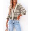imageImily Bela Womens Cardigan Sweaters Plaid Fuzzy Knit V Neck Button Down Long Sleeve Cozy Cardigans Pullover TopsLight Khaki