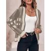 imageImily Bela Womens Cardigan Sweaters Plaid Fuzzy Knit V Neck Button Down Long Sleeve Cozy Cardigans Pullover TopsLight Khaki