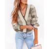 imageImily Bela Womens Cardigan Sweaters Plaid Fuzzy Knit V Neck Button Down Long Sleeve Cozy Cardigans Pullover TopsLight Khaki
