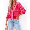 imageImily Bela Womens Cardigan Sweaters Plaid Fuzzy Knit V Neck Button Down Long Sleeve Cozy Cardigans Pullover TopsRose Red