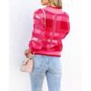 imageImily Bela Womens Cardigan Sweaters Plaid Fuzzy Knit V Neck Button Down Long Sleeve Cozy Cardigans Pullover TopsRose Red