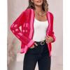 imageImily Bela Womens Cardigan Sweaters Plaid Fuzzy Knit V Neck Button Down Long Sleeve Cozy Cardigans Pullover TopsRose Red
