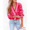 imageImily Bela Womens Cardigan Sweaters Plaid Fuzzy Knit V Neck Button Down Long Sleeve Cozy Cardigans Pullover TopsRose Red