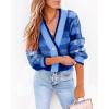 imageImily Bela Womens Cardigan Sweaters Plaid Fuzzy Knit V Neck Button Down Long Sleeve Cozy Cardigans Pullover TopsRoyal Blue