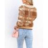imageImily Bela Womens Cardigan Sweaters Plaid Fuzzy Knit V Neck Button Down Long Sleeve Cozy Cardigans Pullover TopsTan