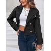 imageImily Bela Womens Lapel Trench Coat Double Breasted Cropped Jacket Casual Outwear with BeltBlack