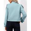 imageImily Bela Womens Lapel Trench Coat Double Breasted Cropped Jacket Casual Outwear with BeltBlue