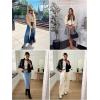 imageImily Bela Womens Lapel Trench Coat Double Breasted Cropped Jacket Casual Outwear with BeltBlue