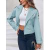 imageImily Bela Womens Lapel Trench Coat Double Breasted Cropped Jacket Casual Outwear with BeltBlue