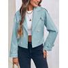 imageImily Bela Womens Lapel Trench Coat Double Breasted Cropped Jacket Casual Outwear with BeltBlue