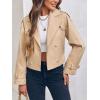 imageImily Bela Womens Lapel Trench Coat Double Breasted Cropped Jacket Casual Outwear with BeltKhaki