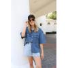 imageImily Bela Womens Oversized Short Sleeve Denim Jackets Trendy Cropped Jean Tops ShacketsBlue