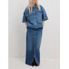 imageImily Bela Womens Oversized Short Sleeve Denim Jackets Trendy Cropped Jean Tops ShacketsBlue