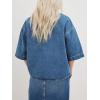 imageImily Bela Womens Oversized Short Sleeve Denim Jackets Trendy Cropped Jean Tops ShacketsBlue