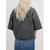 imageImily Bela Womens Oversized Short Sleeve Denim Jackets Trendy Cropped Jean Tops ShacketsGrey