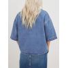 imageImily Bela Womens Oversized Short Sleeve Denim Jackets Trendy Cropped Jean Tops ShacketsLight Blue