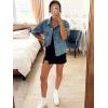 imageImily Bela Womens Oversized Short Sleeve Denim Jackets Trendy Cropped Jean Tops ShacketsLight Blue