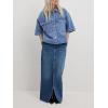 imageImily Bela Womens Oversized Short Sleeve Denim Jackets Trendy Cropped Jean Tops ShacketsLight Blue