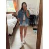 imageImily Bela Womens Oversized Short Sleeve Denim Jackets Trendy Cropped Jean Tops ShacketsLight Blue